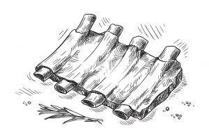 Pork ribs isolated on white background. Vector illustration